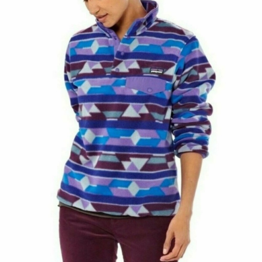Patagonia Synchilla Snap T Fleece Pullover Guatemalan Tango Purple Print Size M